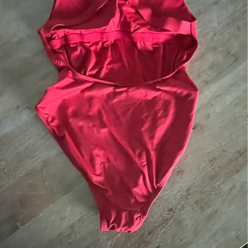 Andie Red One-Piece Swimsuit with Scoop Neckline - Picture 5 of 7